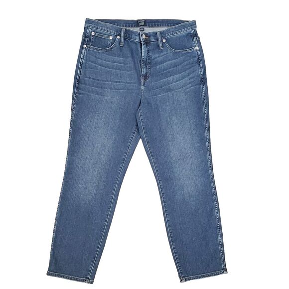 J.CREW Denim - J.Crew Factory High Rise Vintage Straight Jeans Sz 32 Cropped Stretch Blue